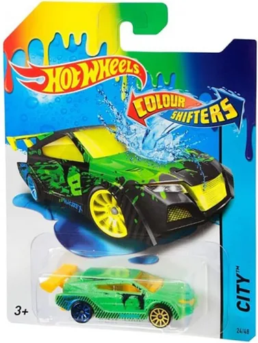 Vista 5 de Hot Wheels Cambiadores de color HWTF Loop Coupé ~ CFM46 - Coche verde oscuro, amarillo y azul