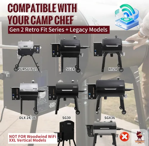Vista 2 de Kit de controlador PID WiFi inteligente para parrillas Camp Chef Gen 2 de ajuste retro, juego completo con controlador WiFi, encendedor, RTD y 2