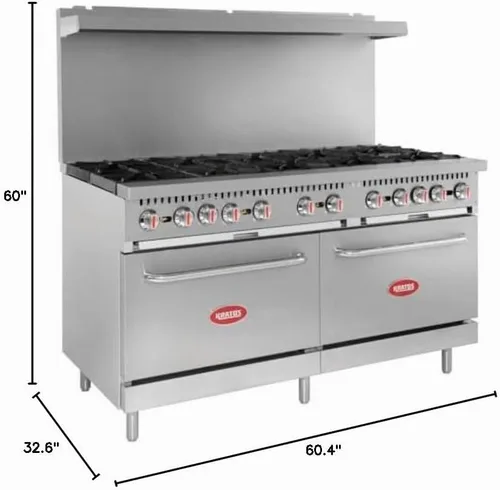 Vista 10 de Kratos Cocina de gas comercial y horno - 10 quemadores y 2 hornos