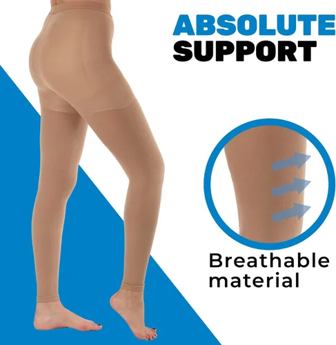 Vista 5 de Calzas de compresión graduada, con control superior, Apoyo firme 20-30 mmHg, S, Beige, 2