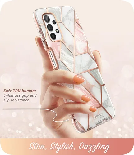 Vista 3 de i-Blason Funda para Samsung Galaxy A32 5G (2021), protección completa 360 purpurina parachoques cubierta [Cosmo] diseño de patrón con protector