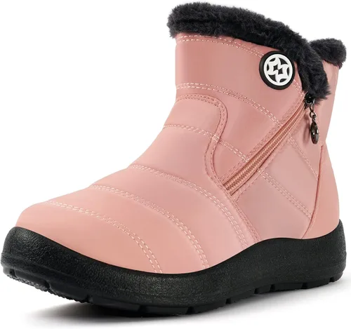 Vista 10 de Hsyooes Botas de nieve para mujer, botas de invierno impermeables Beige