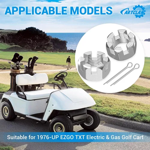 Vista 2 de CartClan - Juego de 2 tuercas ranuradas y clavijas para carrito de golf EZGO TXT 1976-2013, pieza de repuesto 5/8-1815483-G1/612928 3010387-G1