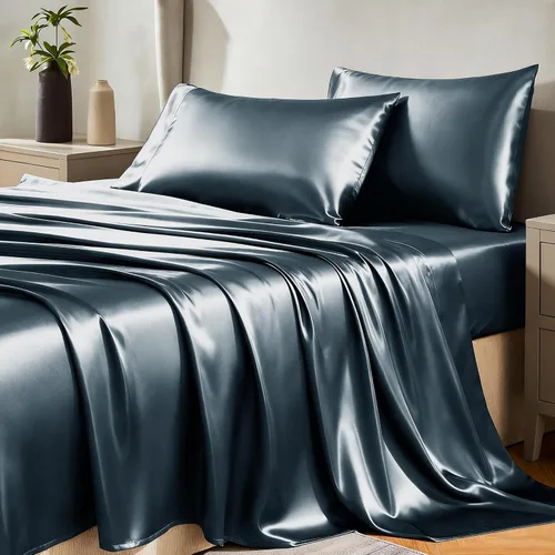 Vista 41 de Juego de sábanas de satén CozyLux de microfibra sedosa con bolsillo profundo, sábana bajera plana y fundas de almohada, suave y suave