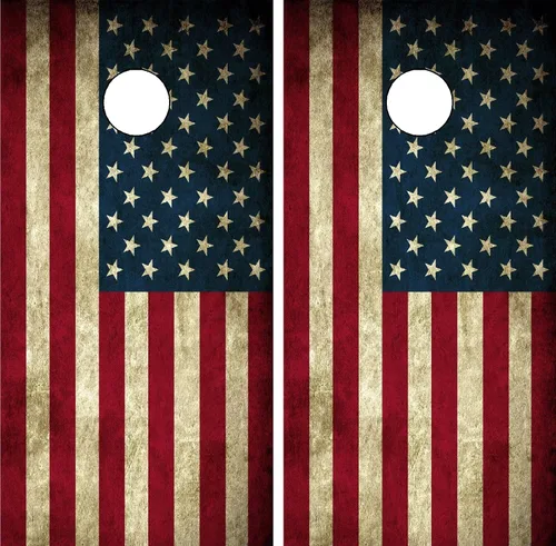 Vista 5 de GRAPHIX Express - Bandera estadounidense envejecida C190 - Cornhole Board Wrap patriótico - Calcomanía de vinilo laminado resistente a la intemperie