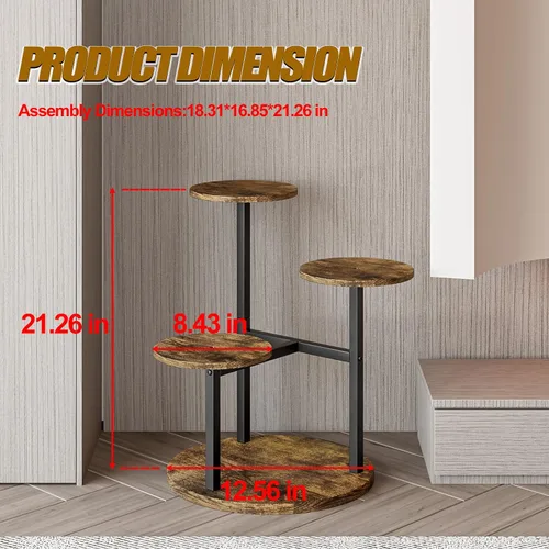 Vista 3 de INGIORDAR - Soporte para plantas de 4 niveles para interiores Multiple Plants with MDF Top Board Metal for Balcony Living Room Patio Garden