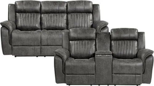 Vista 3 de Lexicon Juego de 2 piezas para sala de estar reclinable, asientos de cine en casa, sofás tapizados de microfibra pulida manual, sofá de caravana
