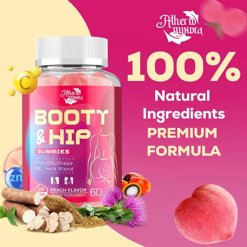 Vista 3 de Gomitas Booty para Mujeres - Gomitas BBL con Péptidos de Colágeno Bovino - Mezcla Herbal con Aguaje, Fenogreco, Kwao Krua, Yam Silvestre, Cardo
