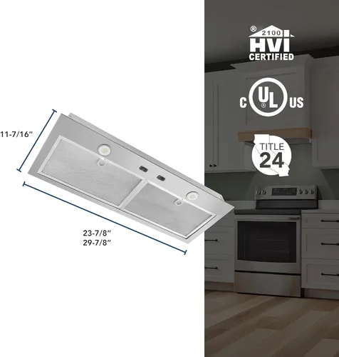 Vista 5 de Broan - NuTone PM400SS - Armario personalizado integrado de 3 velocidades con iluminación LED y ventilador CFM máximo de 450 CFM, 21 pulgadas, acero