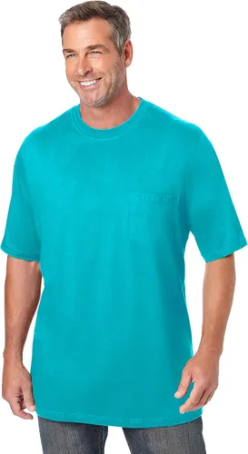Vista 24 de KingSize Big & Tall Shrink-Less - Camiseta ligera, con cuello redondo, con bolsillo para hombre Gris Caliente Carbón