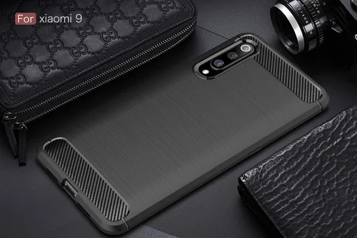 Vista 2 de Funda para Xiaomi Mi 9 - Funda delgada de absorción de impactos de fibra de carbono (negro)