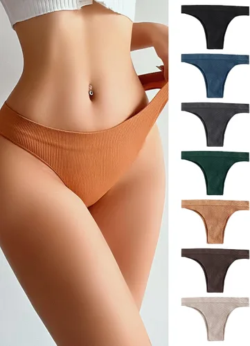 Vista 4 de Verdusa Conjunto de 7 calzones acanalados sin costuras para mujer
