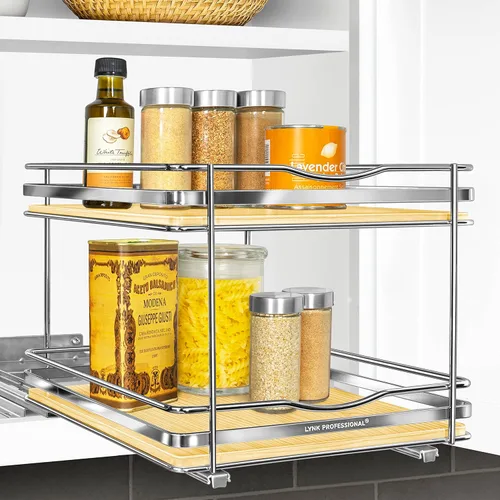 Vista 17 de LYNK PROFESSIONAL® Organizador de especiero extraíble para el interior de armarios de cocina - 4-3/8 pulgadas de ancho - Cajón deslizable - Estantes