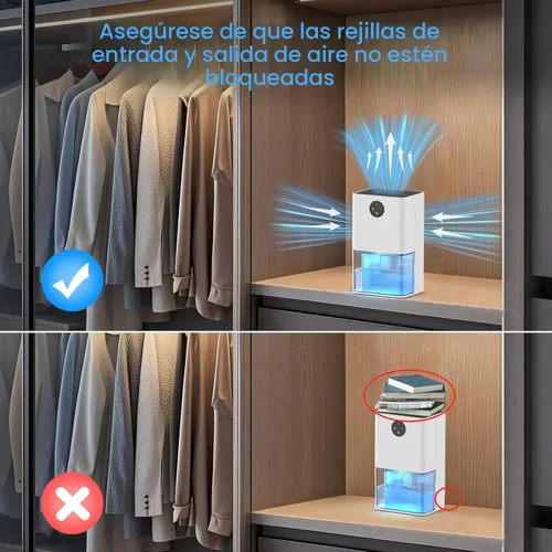 Vista 8 de Deshumidificador, deshumidificadores pequeños de 50 onzas para habitación del hogar, silencioso con apagado automático, deshumidificadores