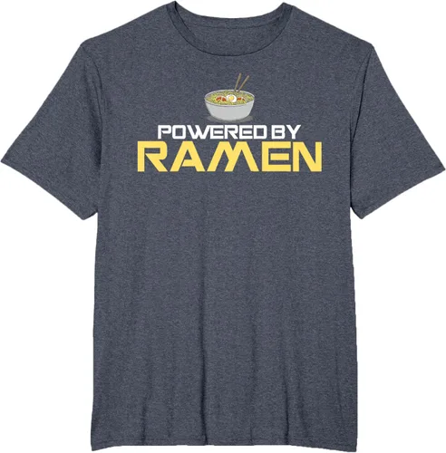 Vista 93 de Camiseta de fideos de anime japoneses Powered By Ramen, Negro, S