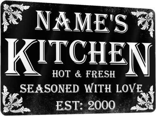 Vista 9 de Letreros de cocina personalizados con nombre personalizado, letrero de cocina condimentado con amor, letrero de cocina para decoración del hogar