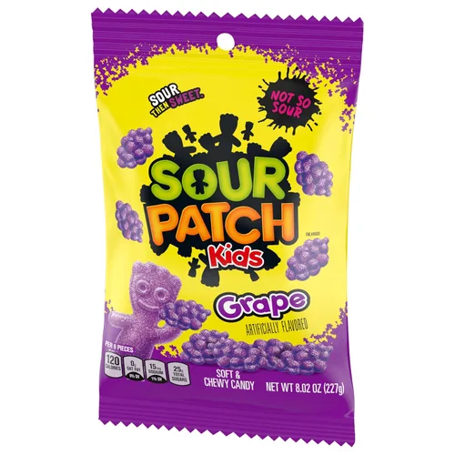 Vista 13 de SOUR PATCH KIDS Caramelos gomosos suaves y masticables de uva, caramelos a granel, bolsas de 12-8.02 onzas