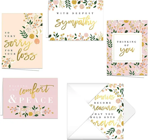 Vista 10 de Canopy Street Simple Sentiments - 25 paquetes de tarjetas de felicitación y ánimo con sobres blancos / 5 diseños reflexivos / Tarjetas de 5" x 7