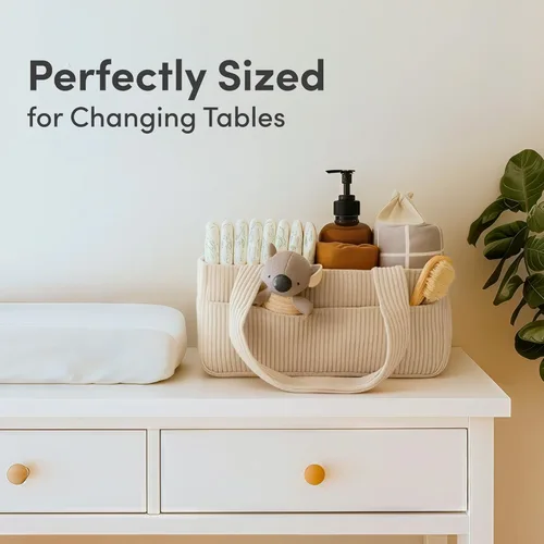 Vista 6 de PUTSKA Organizador de pañales para bebé para mesa de cambio – Elegante cesta de almacenamiento para guardería, artículos esenciales para recién