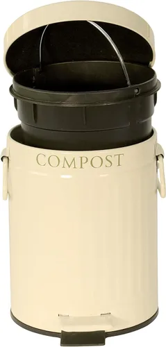 Vista 4 de KitchenCraft KCCOMPBIN - Papelera de cocina con pedal, metal, 3 litros, color crema