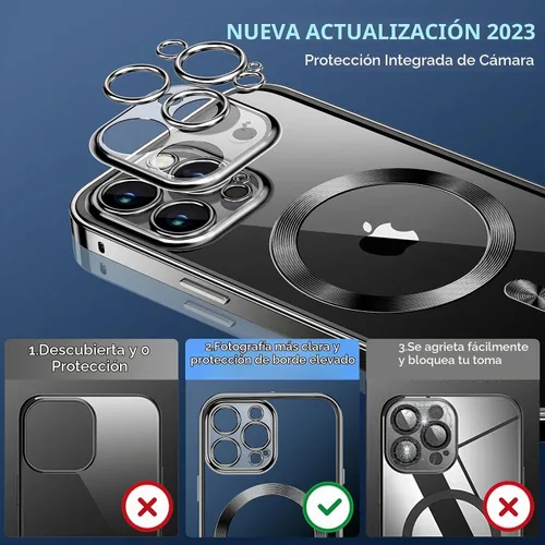 Vista 5 de Funda magnética de privacidad para iPhone 12 Pro Max con anillo de metal CD y cierre desplegable automático [compatible con MagSafe]