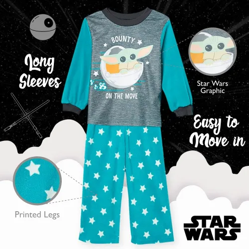 Vista 4 de STAR WARS boys 2-piece Loose-fit Pajama Set, Soft & Cute for Kids