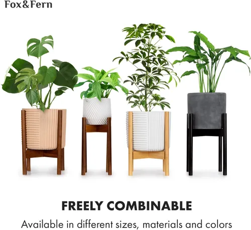 Vista 8 de Macetas de Fox & Fern – Ajuste perfecto a mediados del siglo moderno soporte para plantas – tapón de drenaje