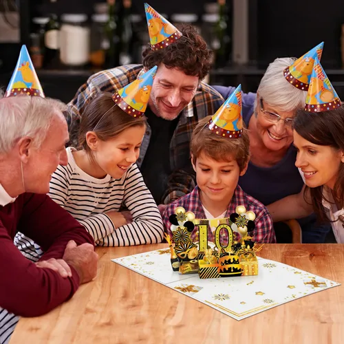 Vista 7 de Joycard Tarjeta de cumpleaños de 10 años para niña o niño, regalo de cumpleaños 3D emergente feliz cumpleaños para hija o hijo, decoraciones