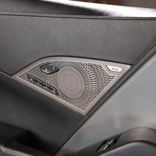Vista 6 de TINKI Cubierta de acero inoxidable para altavoz de puerta de automóvil compatible con Chevrolet Corvette C7 2014 2015 2016 2017 2018 2019 Accesorios