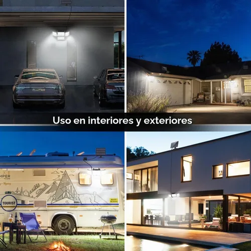 Vista 8 de CLAONER Luces solares para exteriores, sensor de movimiento, 3500 lm, 288 luces LED de seguridad con control remoto, IP67, impermeable, 4 cabezales