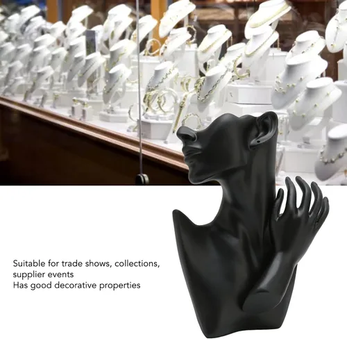 Vista 7 de GFRGFH Soporte de maniquí de joyería, exhibición de aretes con mano, organizador de busto de resina para mostrar joyas, collares, aretes, anillos