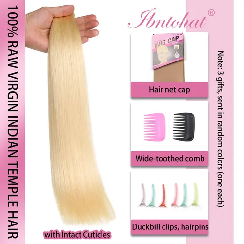 Vista 7 de 613 manojos de cabello humano lacio rubio, 100% sin procesar, grado 15A, cabello virgen brasileño sin procesar, extensiones de cabello virgen sin