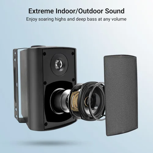 Vista 3 de Herdio Altavoces Bluetooth para exteriores de 4 pulgadas, impermeables, con cable de 200 vatios, interiores, patios, altavoces de montaje en pared