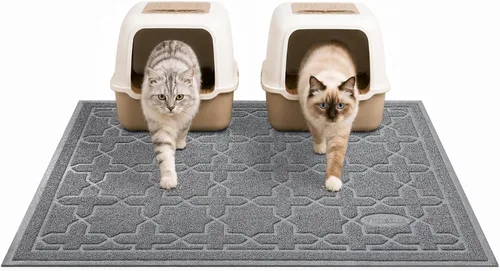 Vista 17 de Yimobra Tapete de arena para gatos, 24"x20" tapete con malla de bloqueo de arena, tapete suave para arena para gatos tapete atrapa arena, fácil