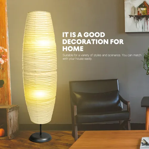 Vista 4 de Uonlytech Reemplazo de pantalla de lámpara de pie de papel, pantalla plegable de pie estilo japonés, accesorios para luz de piso de dormitorio