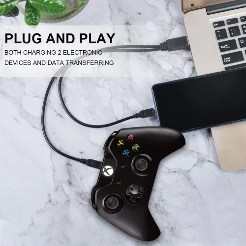Vista 4 de UCEC Cable de carga doble micro USB Splitter que alimenta hasta dos dispositivos micro USB a la vez desde un solo puerto USB (paquete de 1)