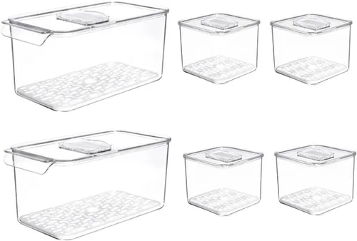 Vista 9 de SANNO Contenedores de almacenamiento de alimentos para refrigerador, Frigorífico, Fruta, Almacenamiento de verduras, contenedores de ahorro