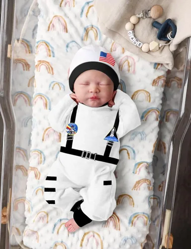 Vista 2 de Disfraz de astronauta para bebé niño y niña, disfraz de astronauta, overol para bebé, conjunto de 2 piezas