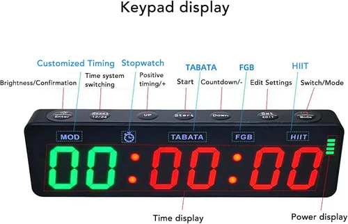 Vista 2 de LICAEVEY Reloj temporizador de gimnasio, temporizador de intervalos magnético recargable con cronómetro, entrenamiento portátil para gimnasio