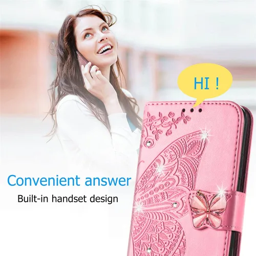 Vista 3 de CCSmall Para Xiaomi Redmi Note 11 4G Wallet Case, 3D Butterfly Flower PU Cuero con ranuras para tarjetas de crédito Titular Folio Teléfono Cubierta