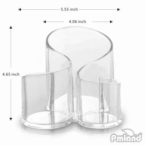 Vista 2 de Recipiente de acrílico ondulado de alta calidad para colocar cepillos de maquillaje y cosméticos.