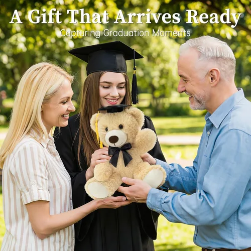 Vista 7 de MorisMos Oso de peluche de graduación de 14 pulgadas con gorra de graduación, regalo de graduación de clase 2026 para niños, niñas, niños, recuerdo