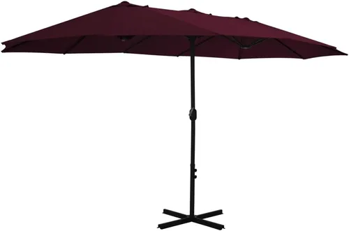 Vista 5 de vidaXL Sombrilla de jardín con doble parte superior y base cruzada para patio al aire libre Bordeaux Rojo