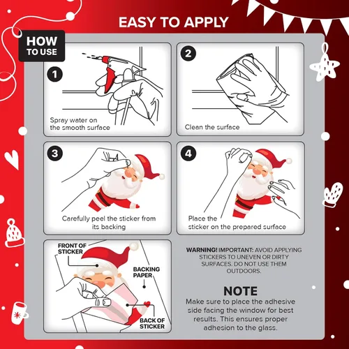 Vista 7 de X-Protector Adhesivos navideños para ventana, juego de 89 piezas, calcomanías navideñas con purpurina para ventana, calcomanías de decoración