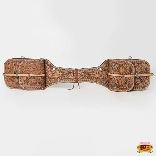 Vista 4 de HILASON Concho Western Horse - Bolsa de sillín de cuero resistente y tradicional Bolsa de sillín Bolsa de sillín de caballo Bolsa de sillín