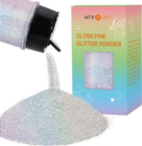 Vista 24 de HTVRONT Polvo holográfico de purpurina fina – 50 g/1.76 oz purpurina negra para resina, purpurina extrafina de 0.008 pulgadas para vasos, tarjetas