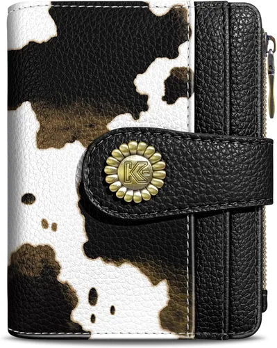 Vista 37 de Kelvoris Cartera pequeña Rfid para mujer, plegable, con cremallera, bolsillo para monedas, piel sintética, compacto, para tarjetas de crédito