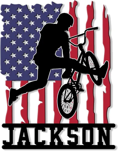 Vista 7 de Letrero de metal BMX personalizado – Bicicleta, pared de bicicleta, garaje, habitación, patio, hogar, decoración de oficina – Regalo para mamá