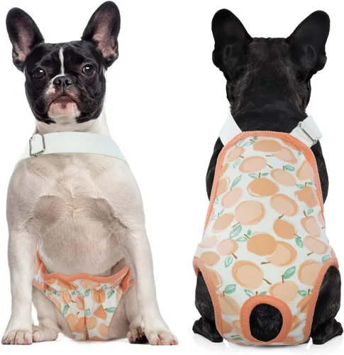Vista 9 de QBLEEV Pañales para perras para hembra, lavables, sanitarios, con tirantes ajustables, pañales reutilizables para perros machos en celo, lindas