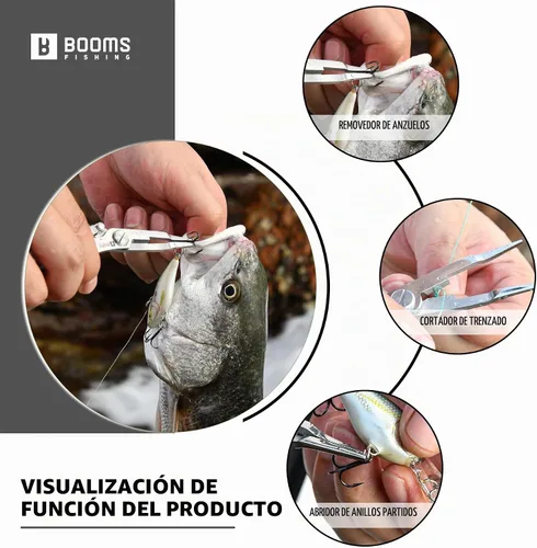 Vista 2 de Booms Fishing H01 Small Fishing Pliers Scissors Braid Cutters Stainless Steel Fishing Tools Split Ring Pliers Hook Remover A: recto con cordón